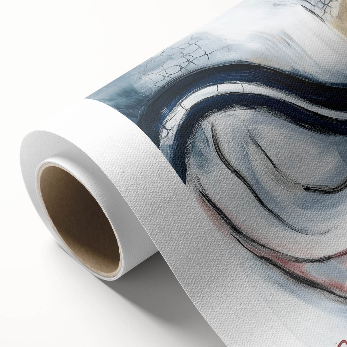 Fluid Abstract Wall Art – Navy, White & Gold with Textured Details