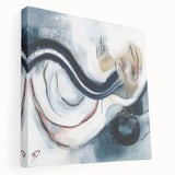 Fluid Abstract Wall Art – Navy, White & Gold with Textured Details