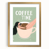 Extra large abstract art print with textured brush strokes in gold and white, framed with mat, ideal for living room decor.