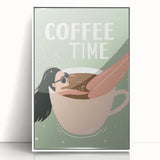 Art deco poster featuring a stylized cocktail glass in pastel shades, framed acrylic, ideal for modern art wall decor.