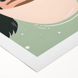 Art deco poster of a stylized cocktail, in bold black and golden tones on rolled canvas.