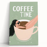 Large black and white stretched canvas depicting assorted kitchen items, ideal for kitchen wall art.