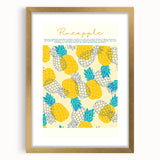Extra large abstract art print featuring textured fruits in vibrant colors on a gold-framed canvas.