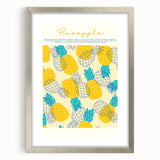 Textured art depicting abstract fruit designs in vibrant colors on a silver-framed mat, ideal for bedroom wall decor.