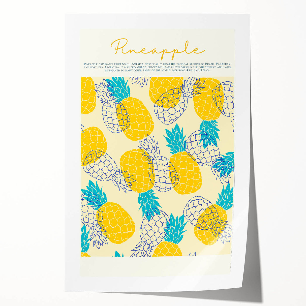 Rolled print of assorted fruits in vibrant colors, ideal for art wall dining room or classy bathroom decor.