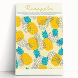 Black and white photo of assorted fruits on stretched canvas, ideal for kitchen wall art.