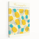 Large art depicting various colorful fruits on a stretched canvas, ideal for kitchen wall art.