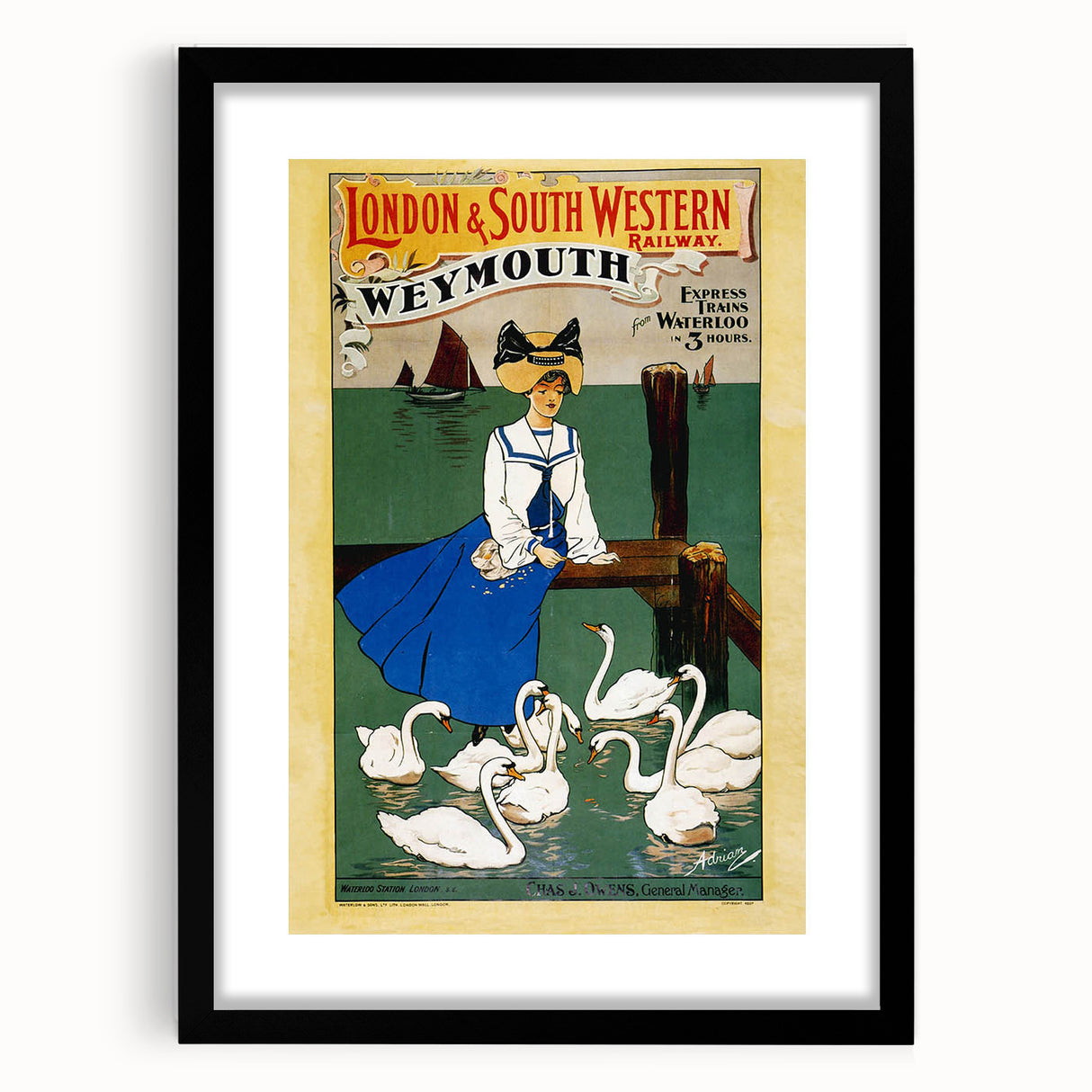 Vintage Weymouth Train Travel Poster - Retro Wall Art Print