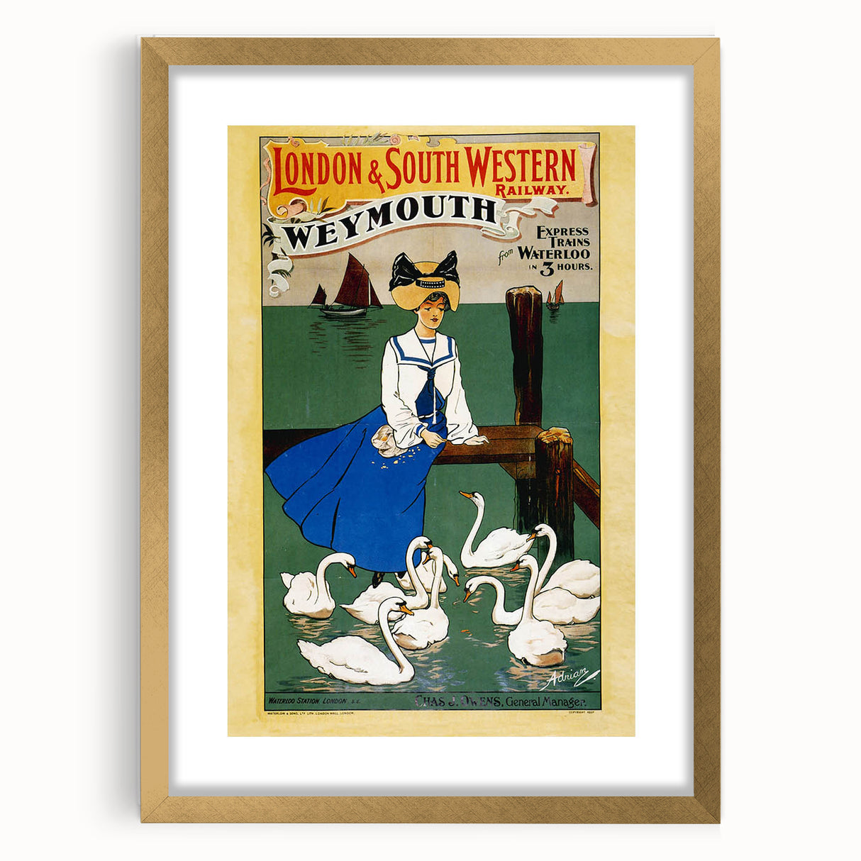 Vintage Weymouth Train Travel Poster - Retro Wall Art Print