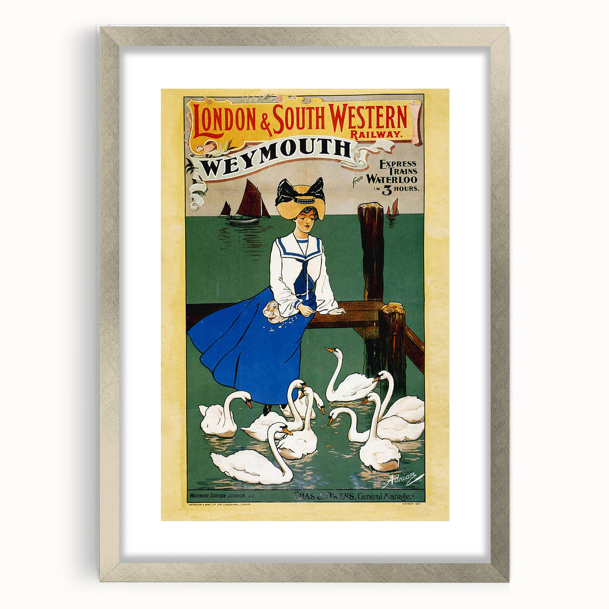 Vintage Weymouth Train Travel Poster - Retro Wall Art Print