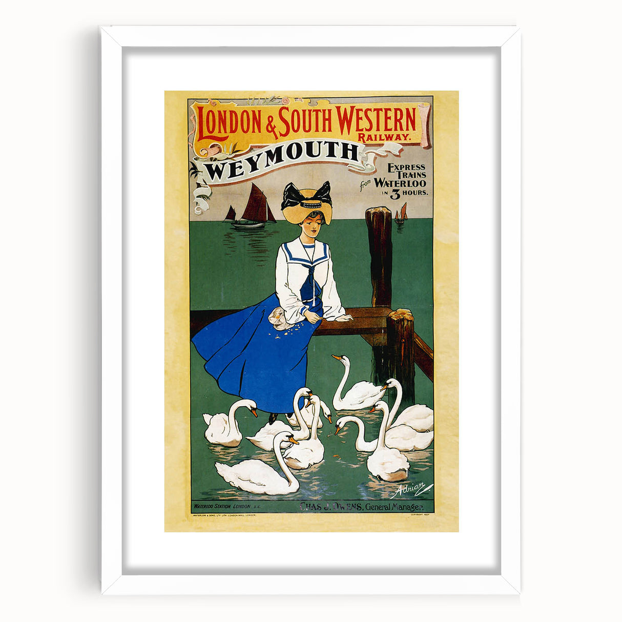 Vintage Weymouth Train Travel Poster - Retro Wall Art Print