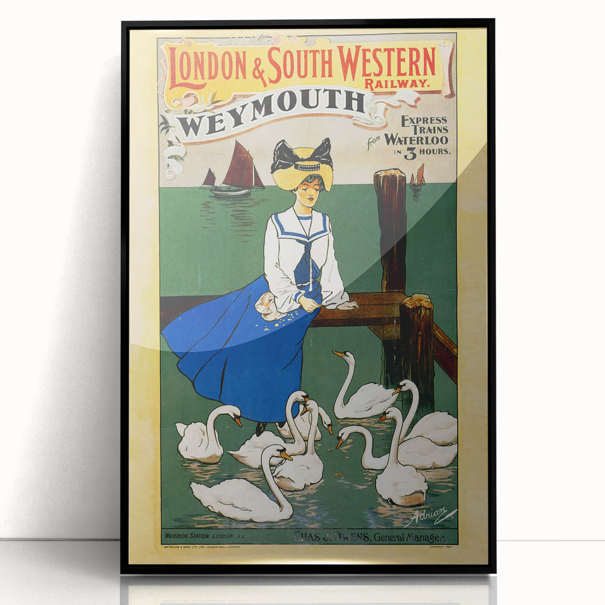 Vintage Weymouth Train Travel Poster - Retro Wall Art Print