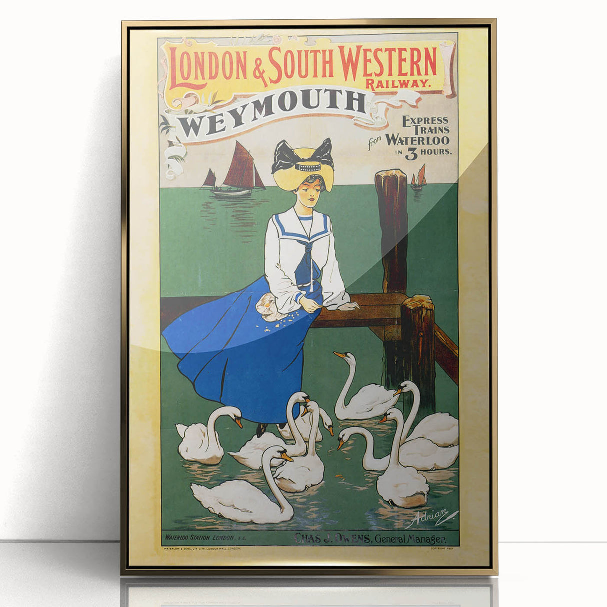 Vintage Weymouth Train Travel Poster - Retro Wall Art Print