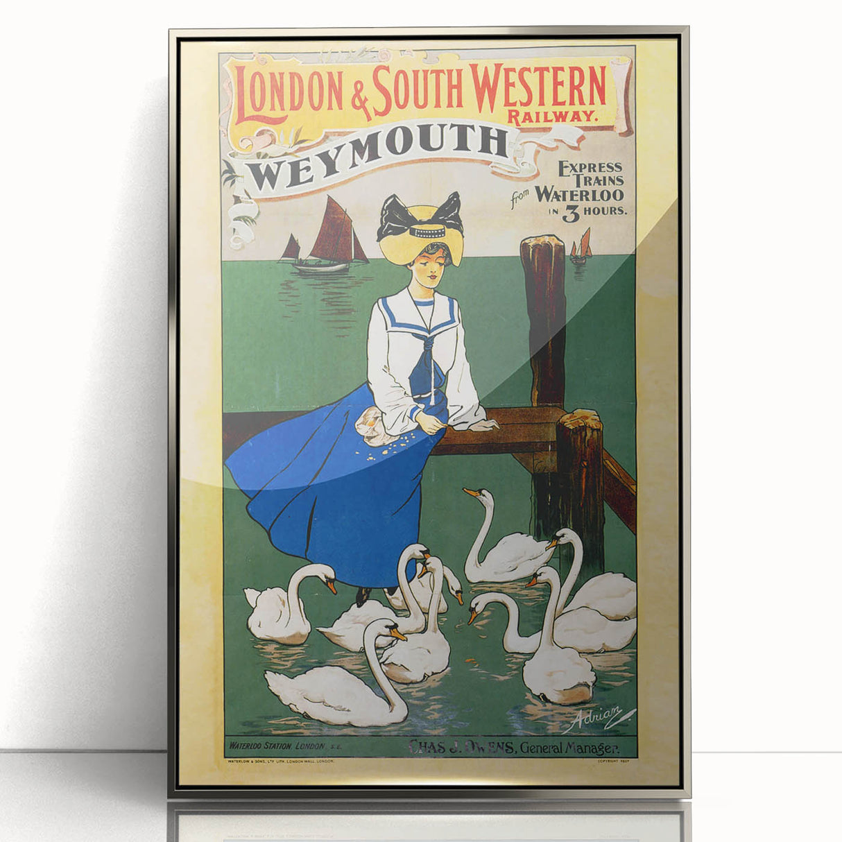 Vintage Weymouth Train Travel Poster - Retro Wall Art Print