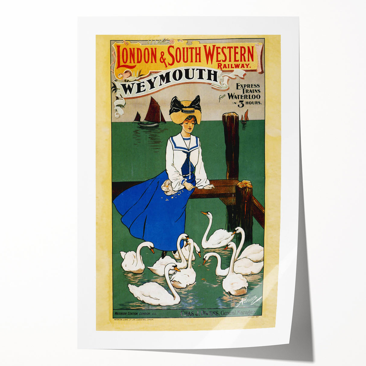 Vintage Weymouth Train Travel Poster - Retro Wall Art Print