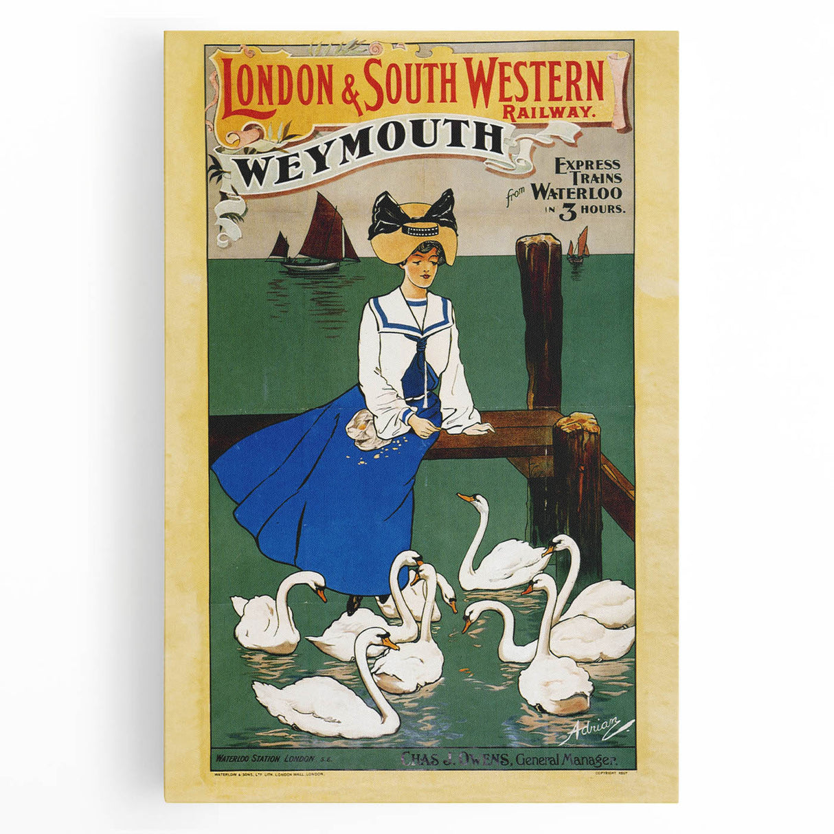 Vintage Weymouth Train Travel Poster - Retro Wall Art Print