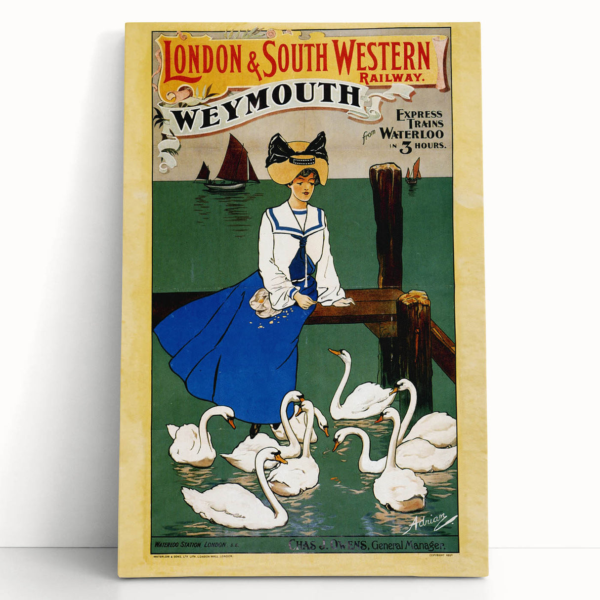 Vintage Weymouth Train Travel Poster - Retro Wall Art Print