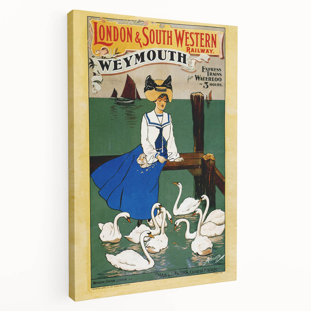 Vintage Weymouth Train Travel Poster - Retro Wall Art Print