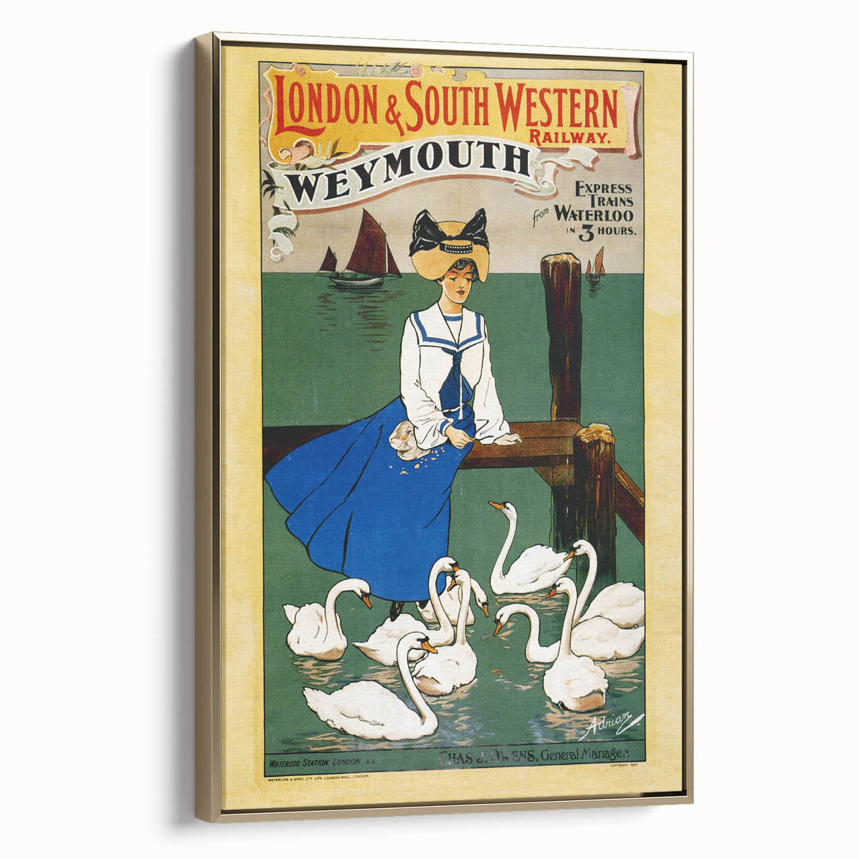 Vintage Weymouth Train Travel Poster - Retro Wall Art Print