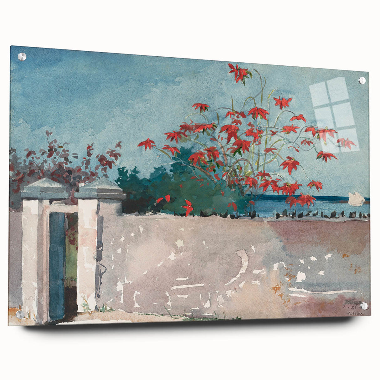 Classical Realism Painting - A Wall in Nassau by Winslow Homer