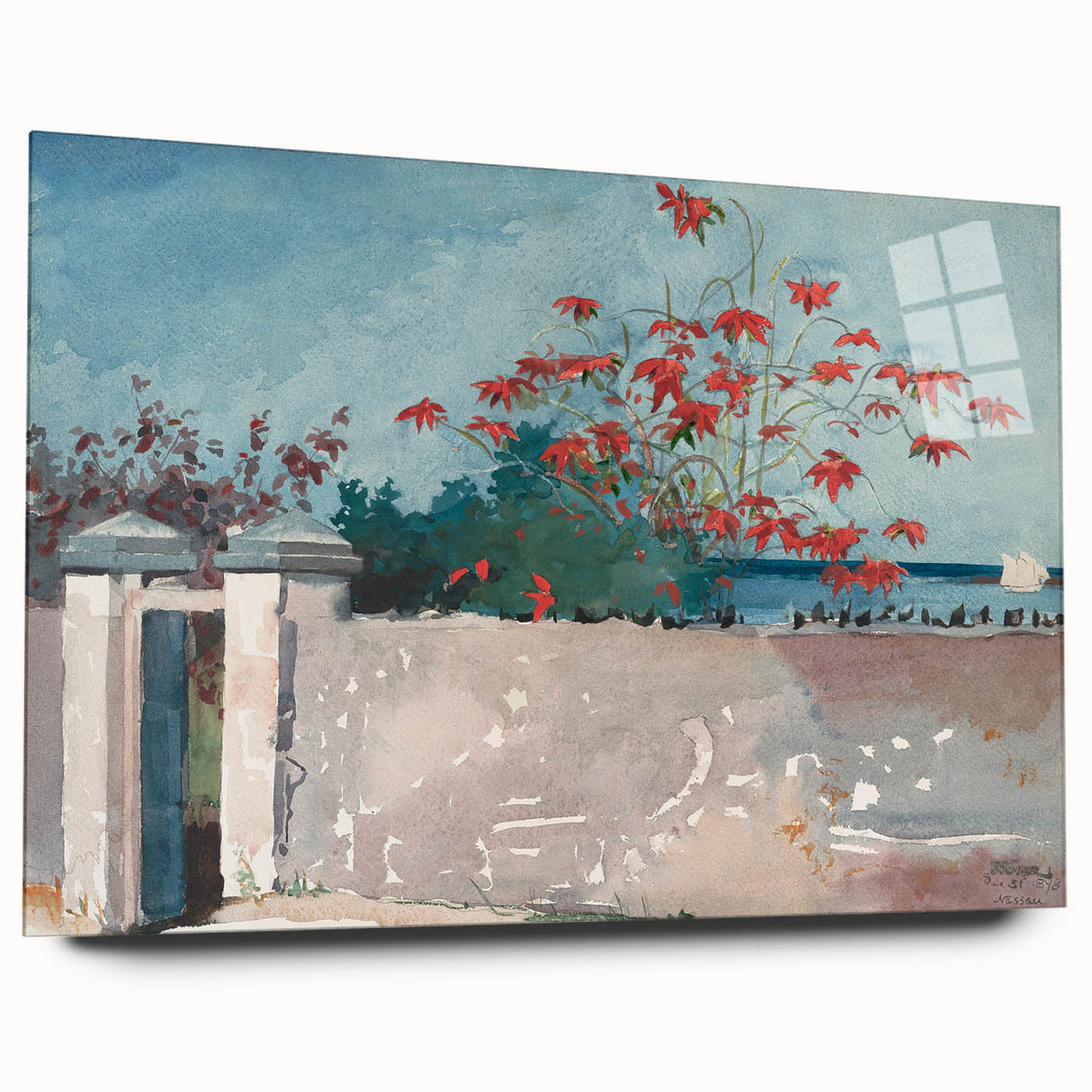 Classical Realism Painting - A Wall in Nassau by Winslow Homer
