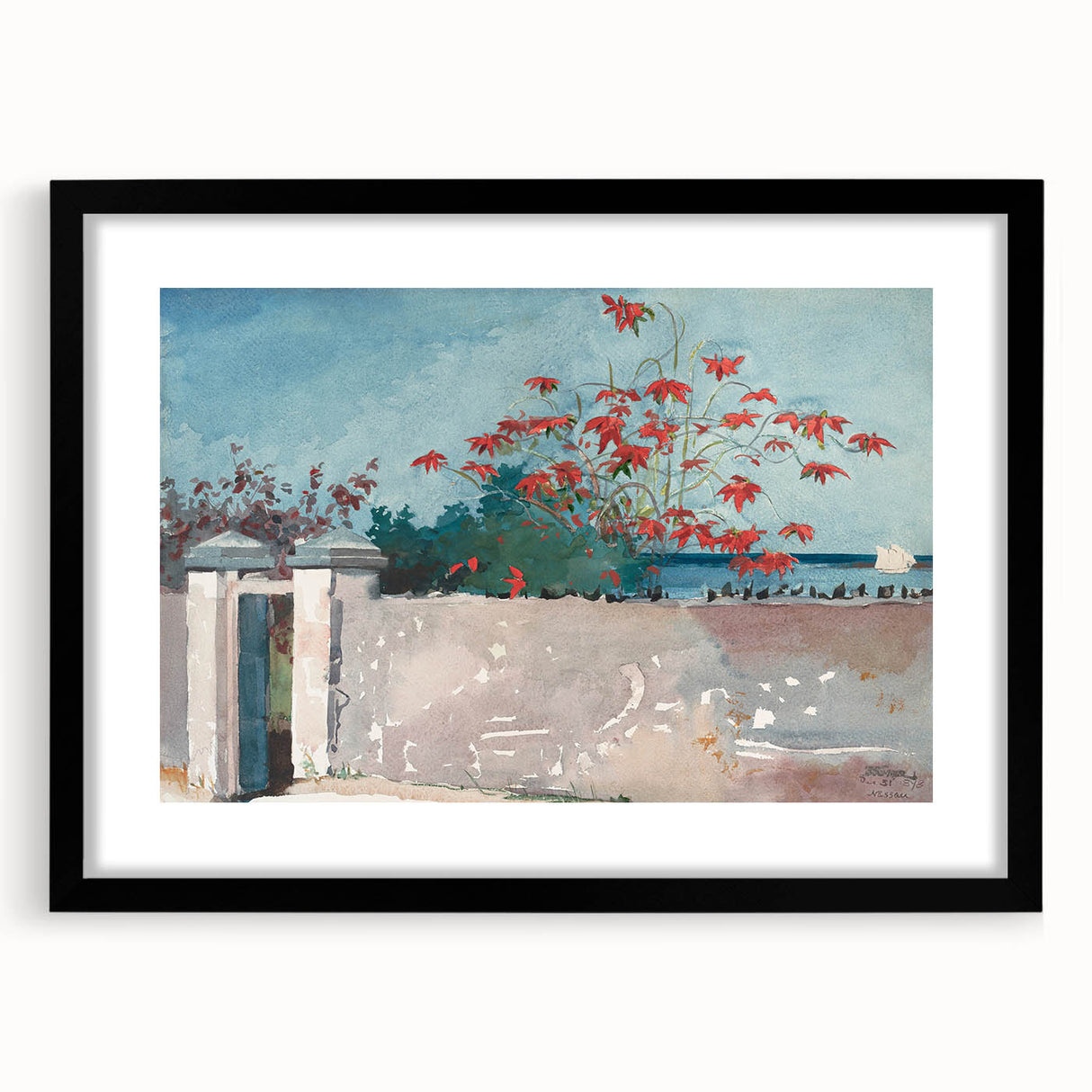 Classical Realism Painting - A Wall in Nassau by Winslow Homer