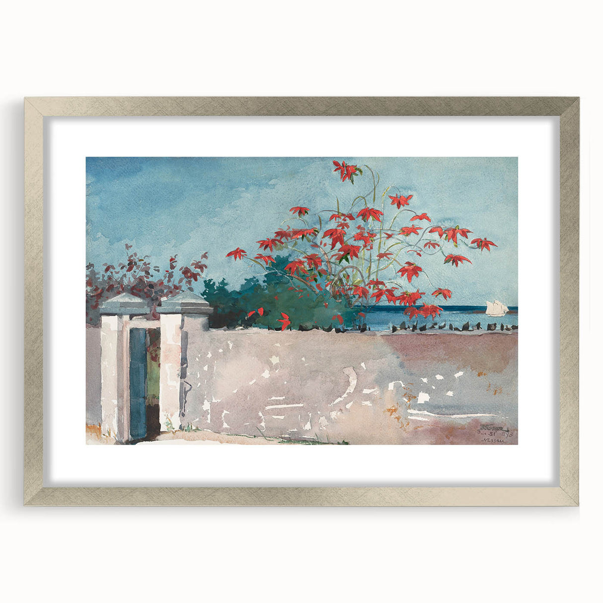 Classical Realism Painting - A Wall in Nassau by Winslow Homer
