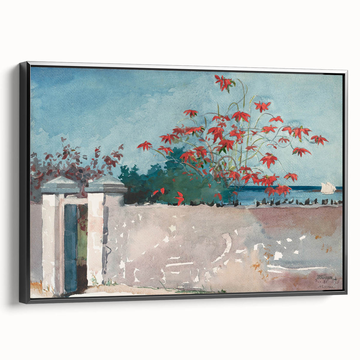 Classical Realism Painting - A Wall in Nassau by Winslow Homer