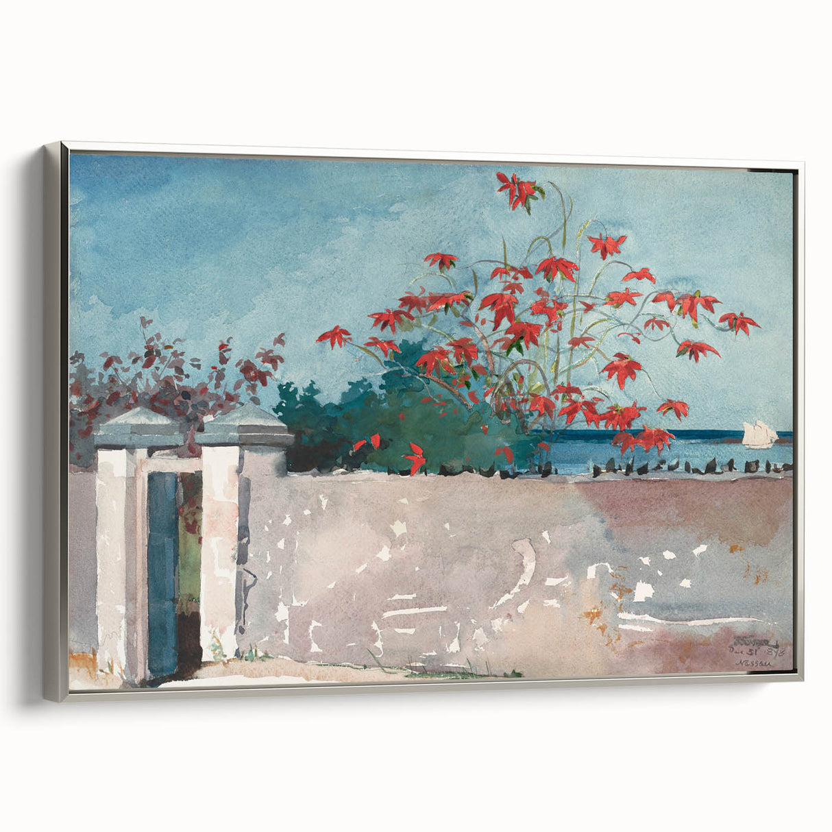 Classical Realism Painting - A Wall in Nassau by Winslow Homer