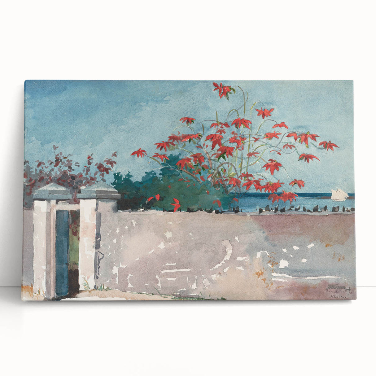 Classical Realism Painting - A Wall in Nassau by Winslow Homer