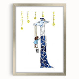 Starry Giraffe - Boys Wall Art Prints Children's Room Decor