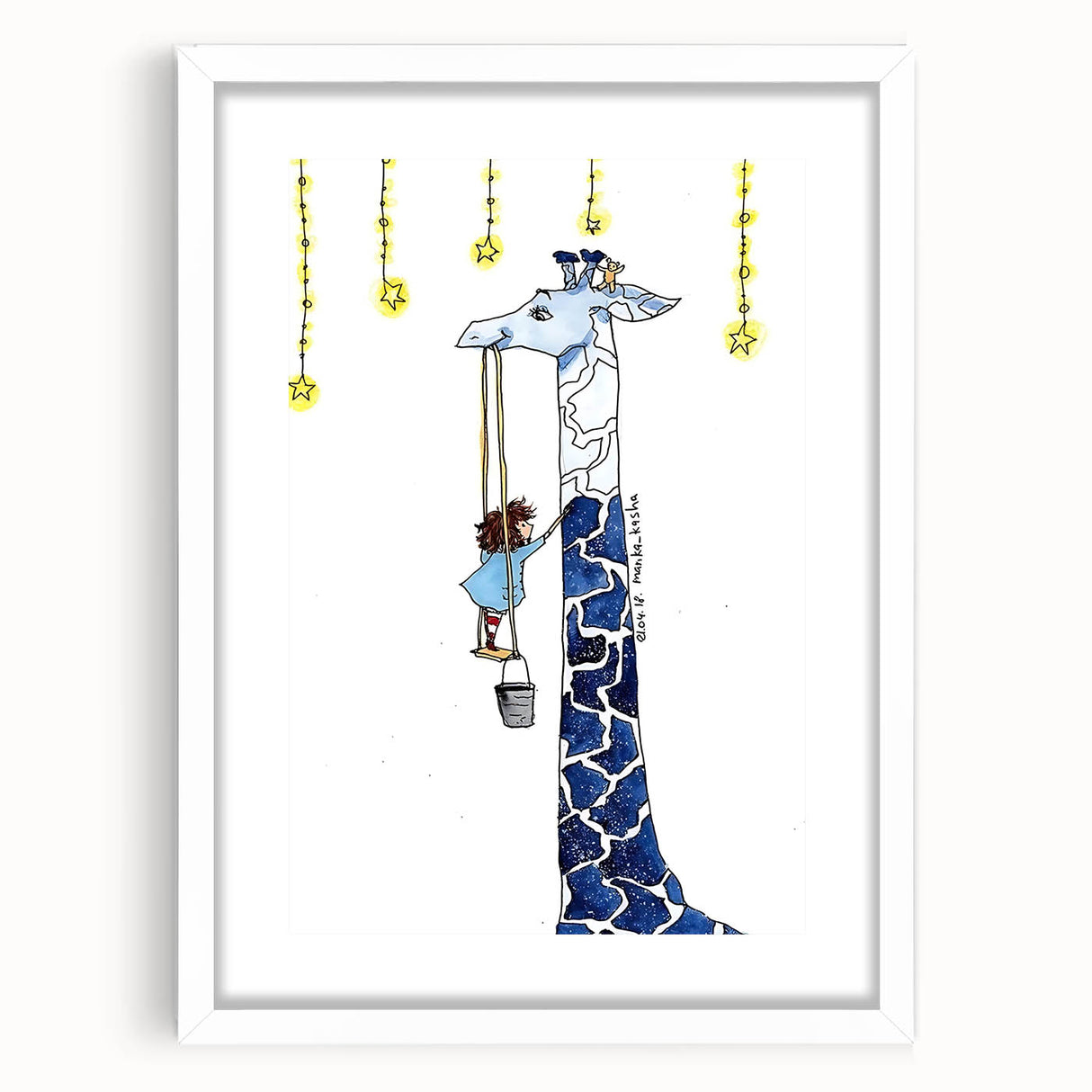 Starry Giraffe - Boys Wall Art Prints Children's Room Decor