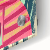 Retro Striped Cat Illustration - Playroom Wall Art