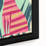 Retro Striped Cat Illustration - Playroom Wall Art