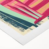 Retro Striped Cat Illustration - Playroom Wall Art