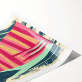 Retro Striped Cat Illustration - Playroom Wall Art