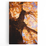 Large black and white stretched canvas featuring a minimalist autumn tree, ideal for kitchen wall art.