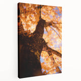 Autumn-themed abstract art on stretched canvas, featuring warm orange and brown tones, suitable for kitchen wall art.