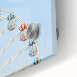 Large abstract wall art in vibrant summer hues on acrylic glass, ideal for dining room ambiance.