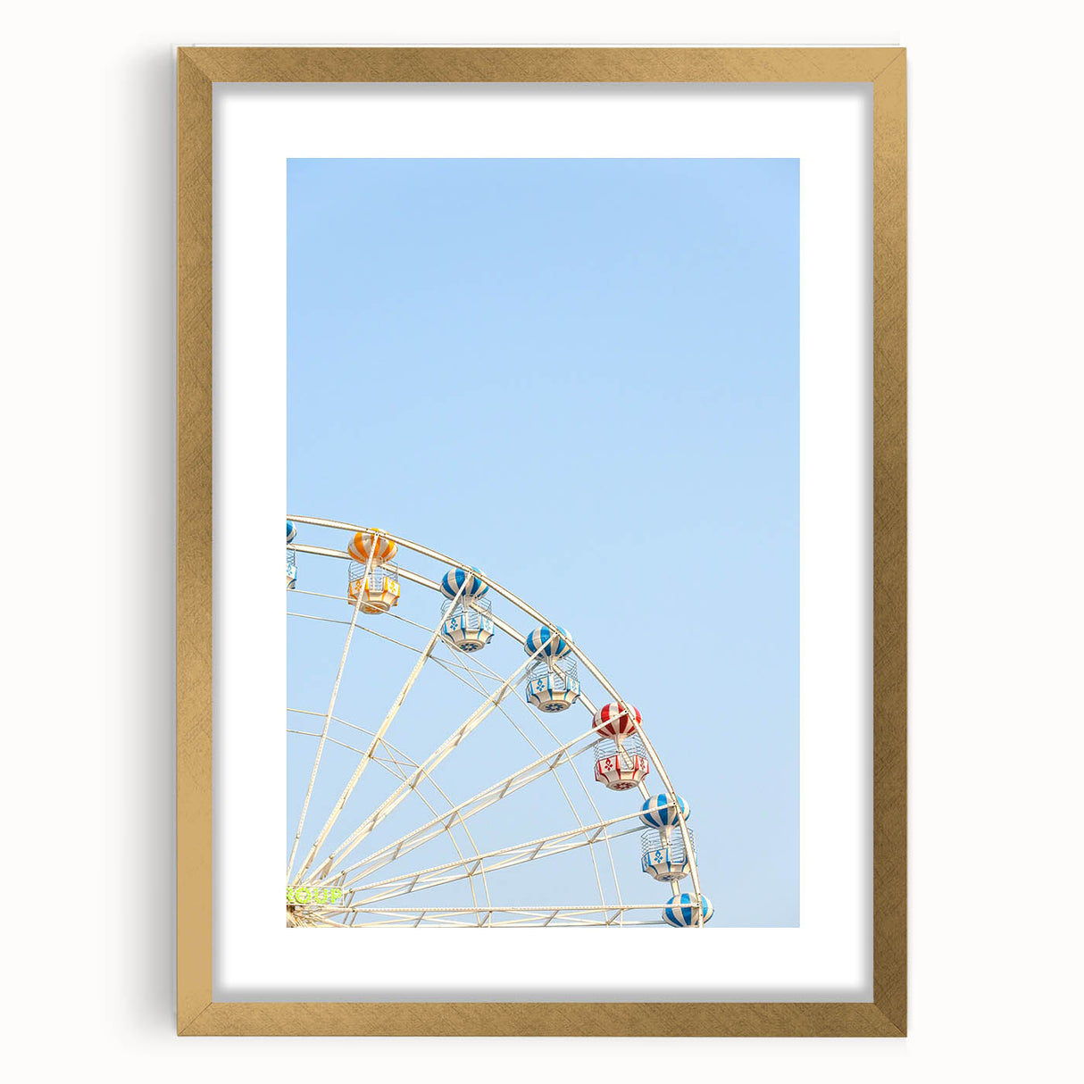 Extra large abstract art print with textured design in vibrant summer hues on a gold-framed canvas.