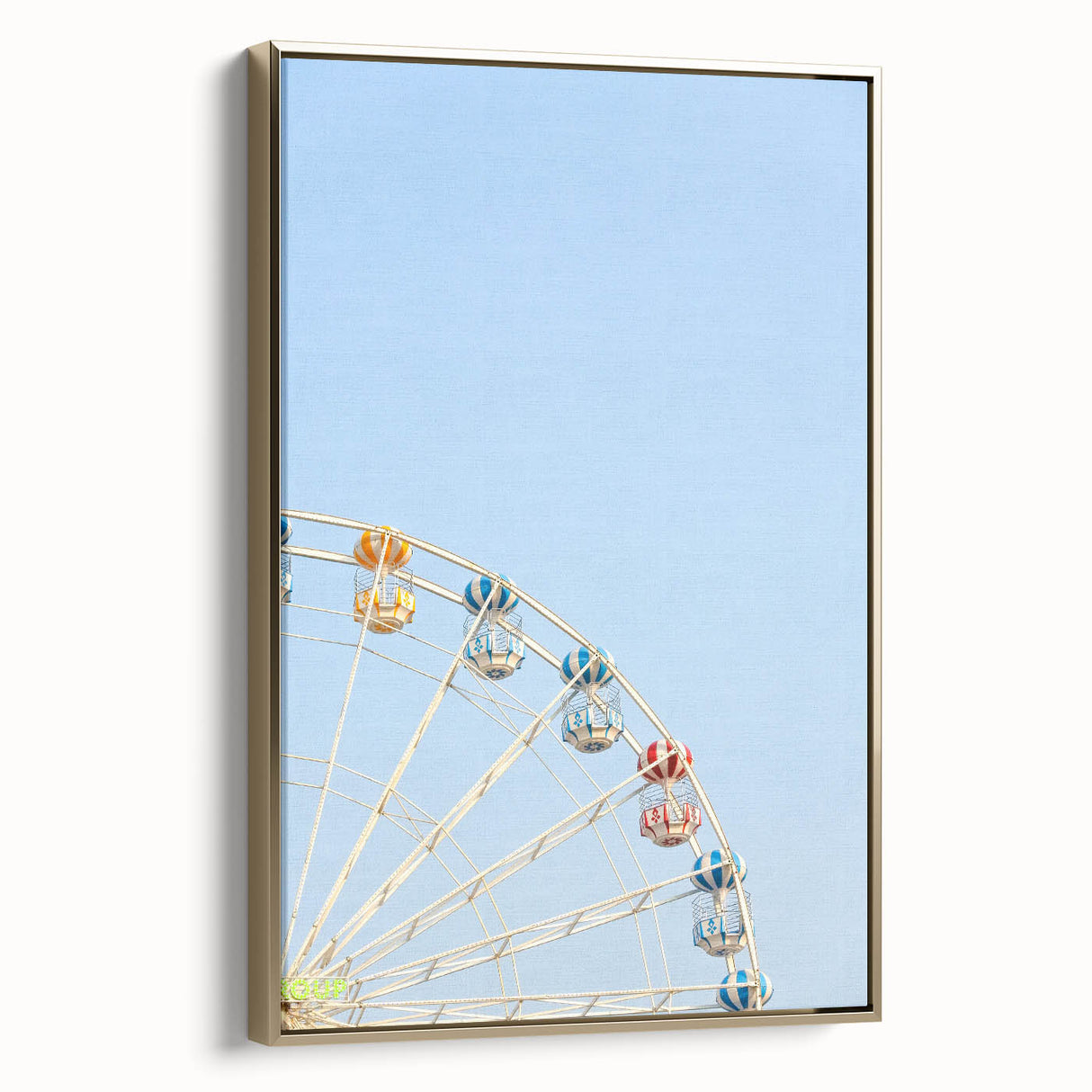 Framed canvas depicting a vintage summer landscape with gold frame, ideal for bedroom wall art.
