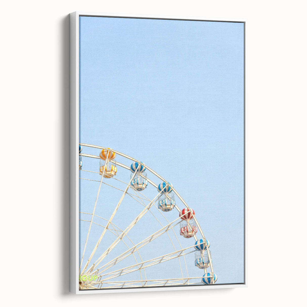 Vintage poster art of a vibrant summer scene on framed canvas, ideal for living room decor.