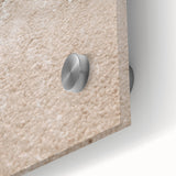 Large abstract wall art on acrylic glass featuring mid-century modernist swirls in warm summer tones.