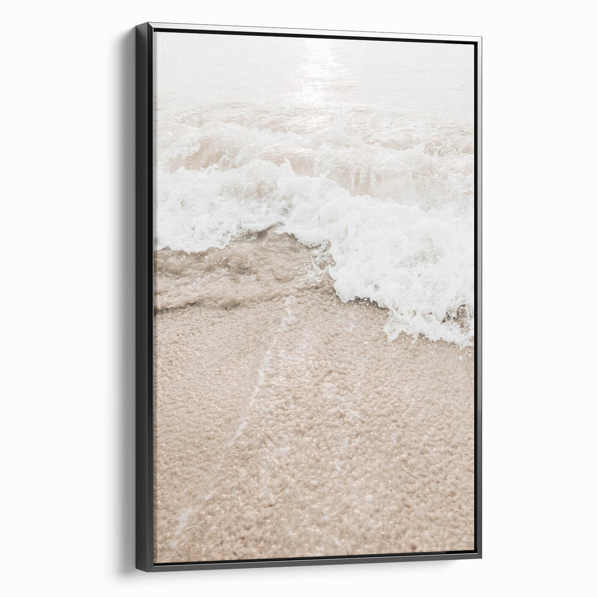 Black and white vintage poster art of a summer landscape on framed canvas, suitable for bedroom wall decor.