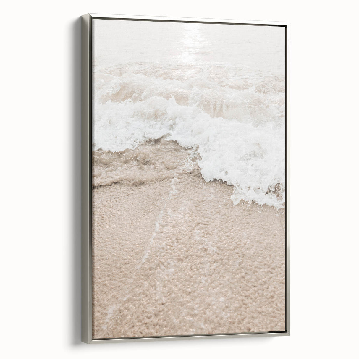 Landscape art painting on framed canvas depicting a colorful vintage poster.