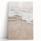 Large black and white abstract print on stretched canvas, featuring fluid geometric shapes.