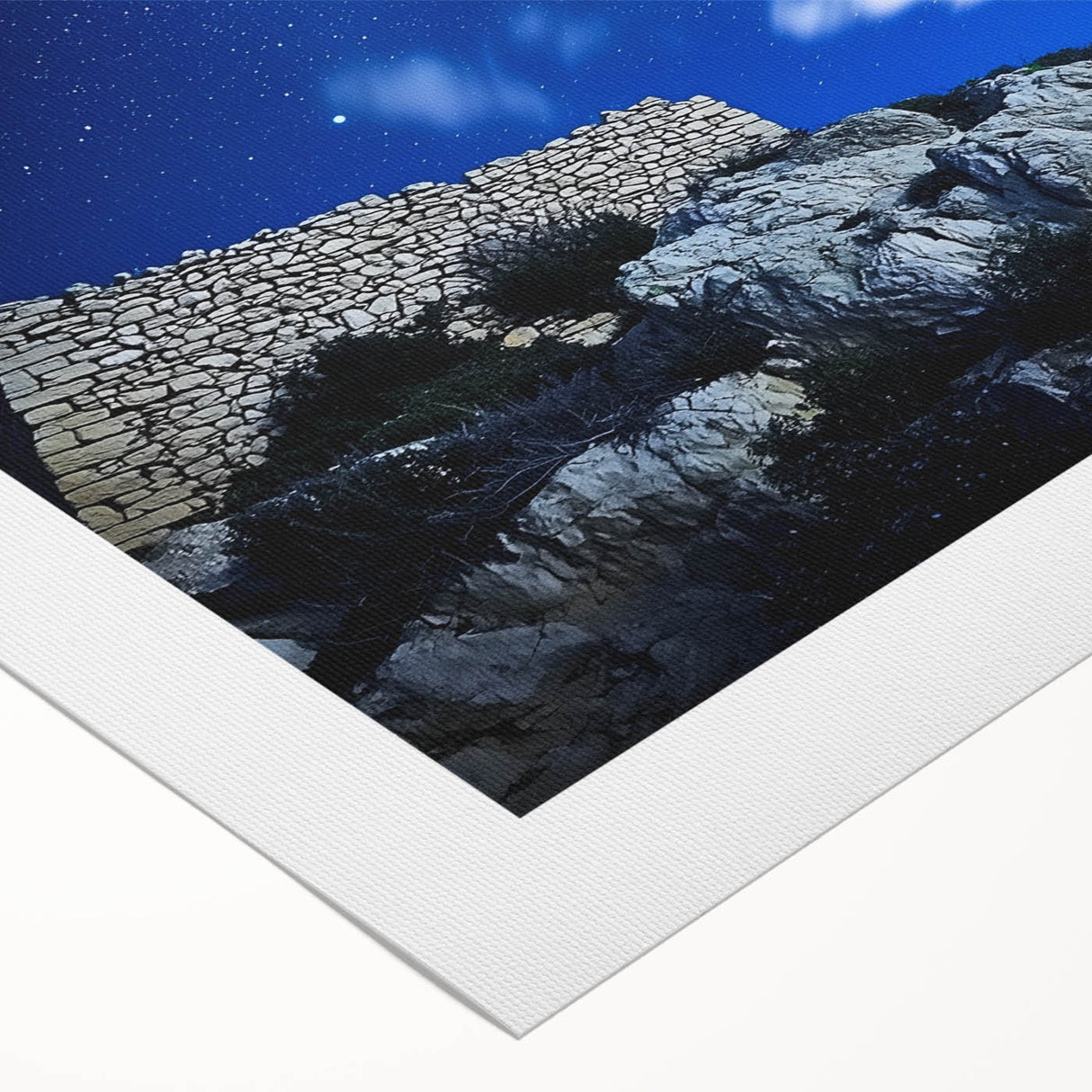 Stunning rolled canvas art piece showcasing a breathtaking landscape of cliffs under a vibrant sunset, perfect for home decor and nature enthusiasts.