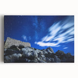 Stretched canvas artwork showcasing a dramatic cliff landscape with vibrant colors and detailed textures, perfect for enhancing modern home decor aesthetics.