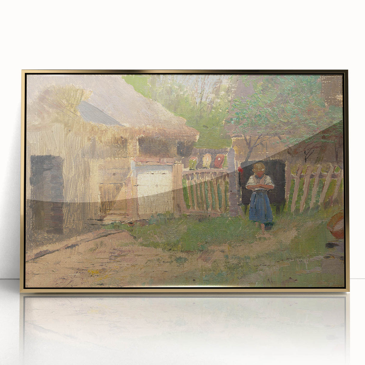 Romantic Art Prints: "Girl in a Farmyard" by László Mednyánszky