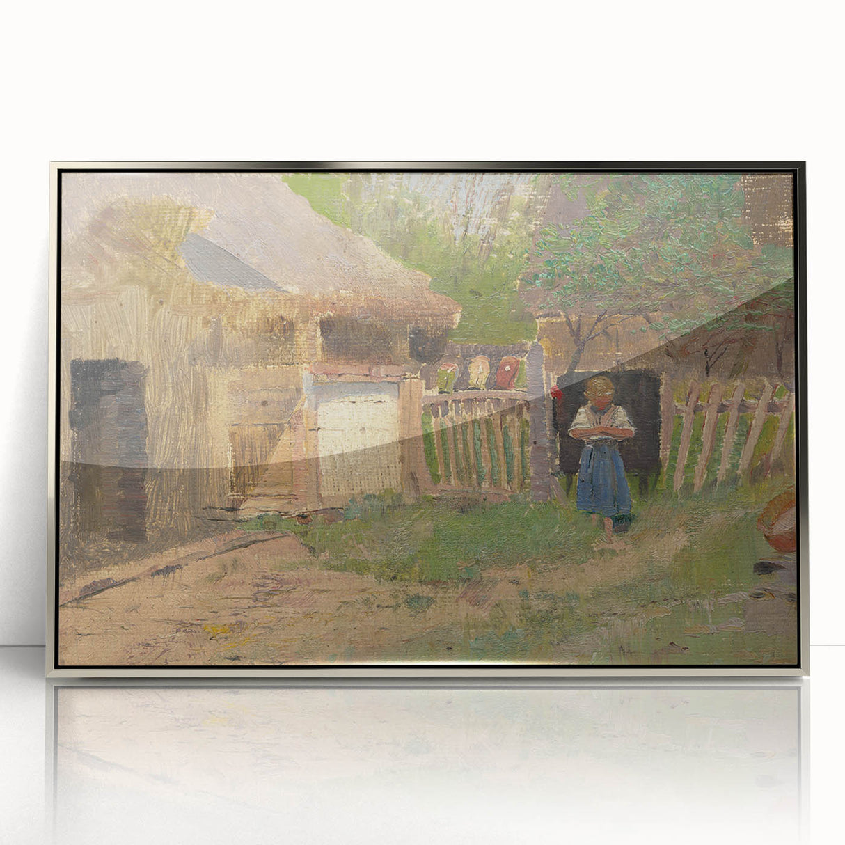 Romantic Art Prints: "Girl in a Farmyard" by László Mednyánszky